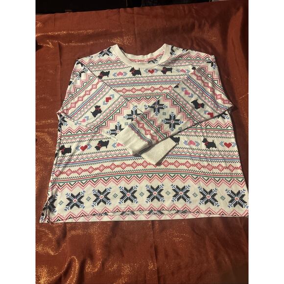 Joyspun Women's 2X (18W-20W) Fair Isle Scottie Dog Pajama / Lounge Top - Picture 1 of 5